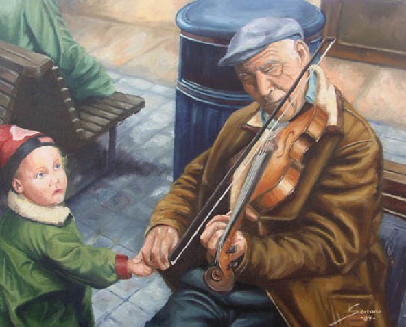 Pintura al óleo, “El Violinista”